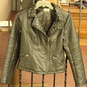 Ruff Hewn Leather Jacket, Small, grey with Studs